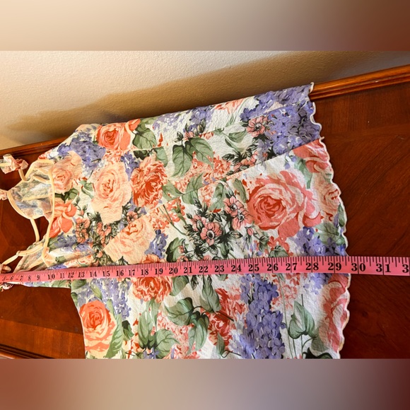 Floral Vintage Mesh Keyhole Ruffle Sleeve Strap 3D Flowers Babydoll Dress Size S - Picture 15 of 15